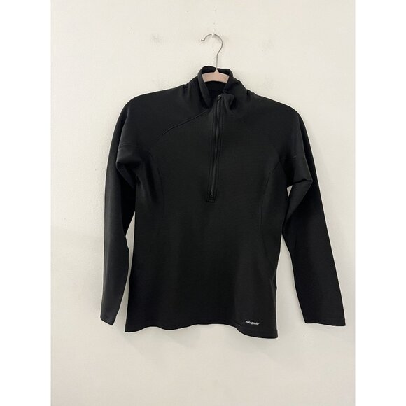 Womens Black Patagonia Half Zip base layer Size XS Heritage - Picture 1 of 5